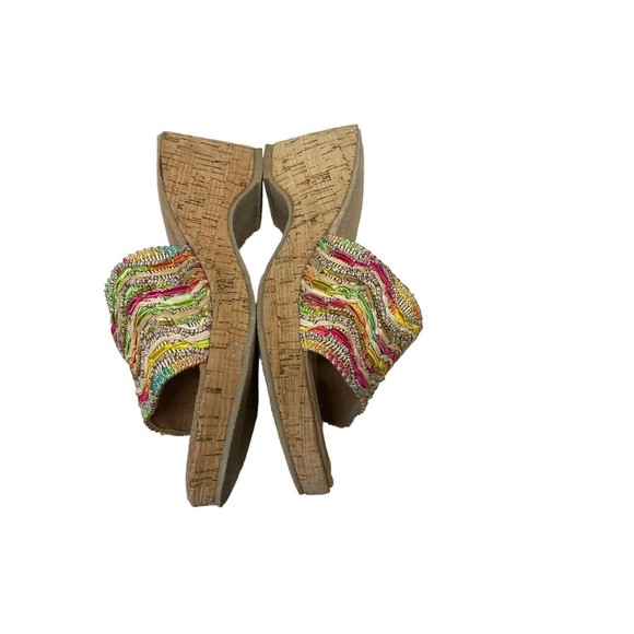 Grazie Womans Size 10 Cork Sandals Slide On Multicolor Strap - Picture 10 of 13